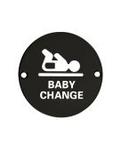 ZSS08-PCB - Zoo Hardware 76mm Baby Change Disc Symbol - Powder Coated Black