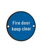 ZSS11-PCB - Zoo Hardware 76mm 'Fire Door Keep Clear' Disc Signage - Powder Coated Black