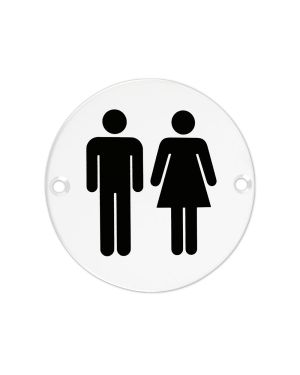 Click Here To Enlarge This Photo Of ZSS03-PCW - Zoo Hardware 76mm Unisex Disc Symbol - Powder Coated White