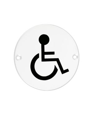 Click Here To Enlarge This Photo Of ZSS07-PCW - Zoo Hardware 76mm Disabled Disc Symbol - Powder Coated White