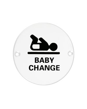 Click Here To Enlarge This Photo Of ZSS08-PCW - Zoo Hardware 76mm Baby Change Disc Symbol - Powder Coated White