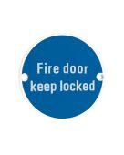 ZSS10-PCW - Zoo Hardware 76mm 'Fire Door Keep Locked' Disc Signage - Powder Coated White