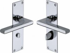 TRI1330-PC Heritage Brass Door Handle Bathroom Set Trident Design Polished Chrome Finish