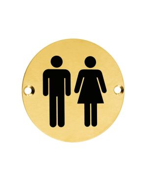 Click Here To Enlarge This Photo Of ZSS03-PVDSB - Zoo Hardware 76mm Unisex Disc Symbol - PVD Satin Brass