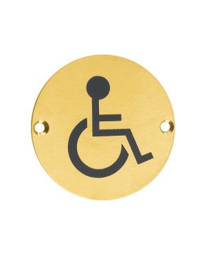 Click Here To Enlarge This Photo Of ZSS07-PVDSB - Zoo Hardware 76mm Disabled Disc Symbol - PVD Satin Brass