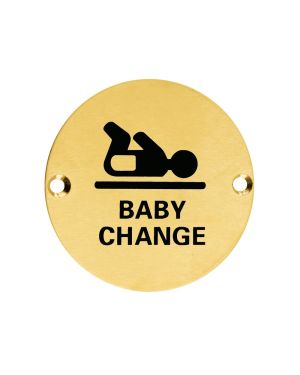 Click Here To Enlarge This Photo Of ZSS08-PVDSB - Zoo Hardware 76mm Baby Change Disc Symbol - PVD Satin Brass