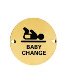 ZSS08-PVDSB - Zoo Hardware 76mm Baby Change Disc Symbol - PVD Satin Brass
