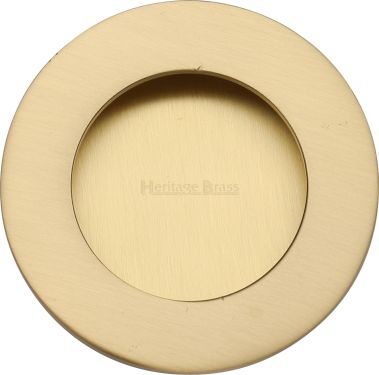 Click Here To Enlarge This Photo Of C1835-SB Heritage Brass Round Flush Pull Satin Brass finish