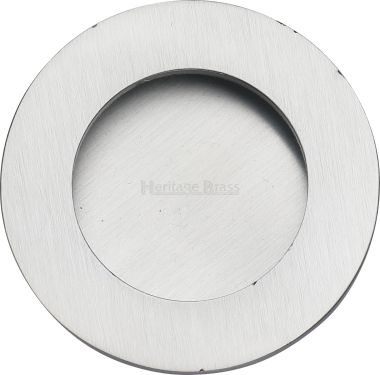 Click Here To Enlarge This Photo Of C1835-SC Heritage Brass Round Flush Pull Satin Chrome finish