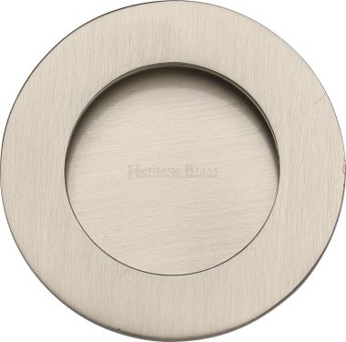 Click Here To Enlarge This Photo Of C1835-SN Heritage Brass Round Flush Pull Satin Nickel finish