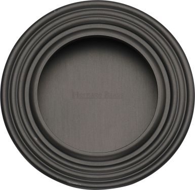 Click Here To Enlarge This Photo Of C1837-MB Heritage Brass Round Reeded Flush Pull Matt Bronze finish