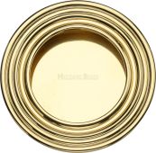 C1837-PB Heritage Brass Round Reeded Flush Pull Polished Brass finish