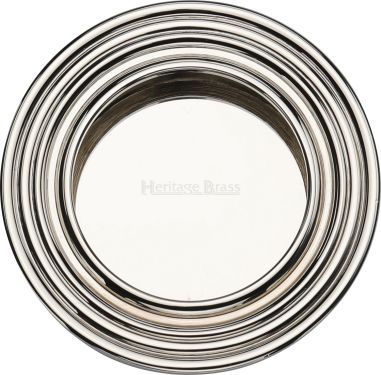 Click Here To Enlarge This Photo Of C1837-PNF Heritage Brass Round Reeded Flush Pull Polished Nickel finish