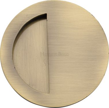 Click Here To Enlarge This Photo Of C1845-AT Heritage Brass Round Half Moon Flush Pull Antique Brass finish