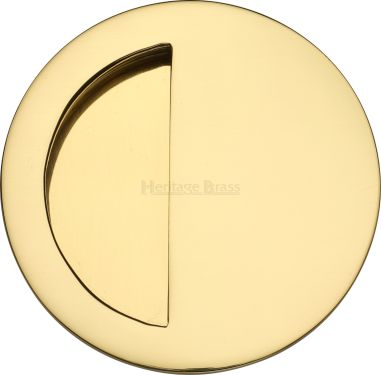 Click Here To Enlarge This Photo Of C1845-PB Heritage Brass Round Half Moon Flush Pull Polished Brass finish