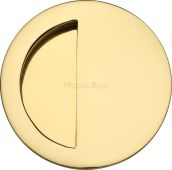 C1845-PB Heritage Brass Round Half Moon Flush Pull Polished Brass finish
