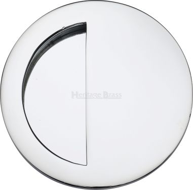 Click Here To Enlarge This Photo Of C1845-PC Heritage Brass Round Half Moon Flush Pull Polished Chrome finish