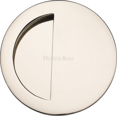 Click Here To Enlarge This Photo Of C1845-PNF Heritage Brass Round Half Moon Flush Pull Polished Nickel finish