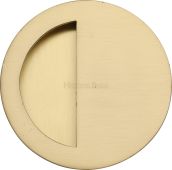 C1845-SB Heritage Brass Round Half Moon Flush Pull Satin Brass finish
