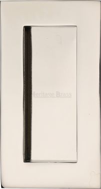 Click Here To Enlarge This Photo Of C1855 105-PNF Heritage Brass Rectangular Flush Pull 105 x 58mm Polished Nickel finish