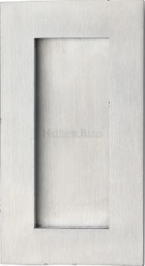 Click Here To Enlarge This Photo Of C1855 105-SC Heritage Brass Rectangular Flush Pull 105 x 58mm Satin Chrome finish