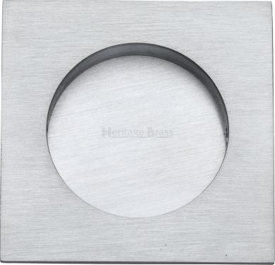 Click Here To Enlarge This Photo Of C1860-SC Heritage Brass Square Flush Pull 63 x 63mm Satin Chrome finish