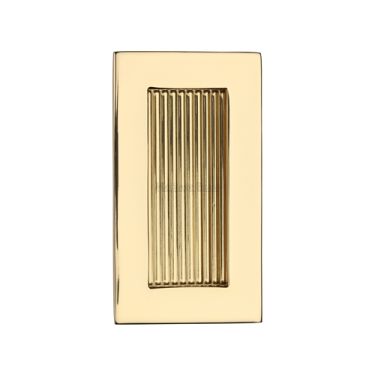 Click Here To Enlarge This Photo Of C1865 105-PB Heritage Brass Reeded Rectangular Flush Pull 105 x 58mmmm Polished Brass finish