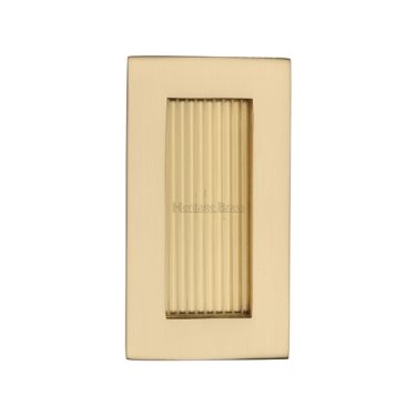 Click Here To Enlarge This Photo Of C1865 105-SB Heritage Brass Reeded Rectangular Flush Pull 105 x 58mmmm Satin Brass finish