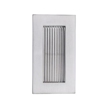 Click Here To Enlarge This Photo Of C1865 105-SC Heritage Brass Reeded Rectangular Flush Pull 105 x 58mmmm Satin Chrome finish