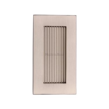 Click Here To Enlarge This Photo Of C1865 105-SN Heritage Brass Reeded Rectangular Flush Pull 105 x 58mmmm Satin Nickel finish