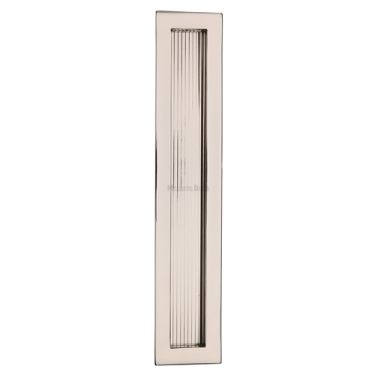 Click Here To Enlarge This Photo Of C1865 300-PNF Heritage Brass Reeded Rectangular Flush Pull 300 x 58mm Polished Nickel finish