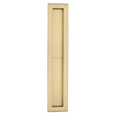 Click Here To Enlarge This Photo Of C1865 300-SB Heritage Brass Reeded Rectangular Flush Pull 300 x 58mm Satin Brass finish