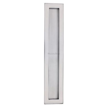 Click Here To Enlarge This Photo Of C1865 300-SC Heritage Brass Reeded Rectangular Flush Pull 300 x 58mm Satin Chrome finish