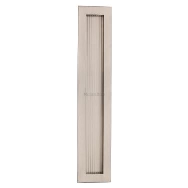 Click Here To Enlarge This Photo Of C1865 300-SN Heritage Brass Reeded Rectangular Flush Pull 300 x 58mm Satin Nickel finish