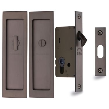 Click Here To Enlarge This Photo Of C1877-MB Heritage Brass Flush Pull Privacy Set 197mm Matt Bronze finish