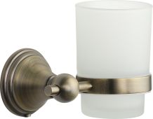 CAM-TUMBLER-MA Heritage Brass 'Cambridge' Single Tumbler Holder with Frosted Glass Antique Bronze Finish