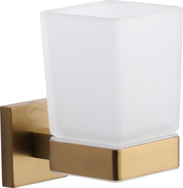 Click Here To Enlarge This Photo Of CHE-TUMBLER-SB M.Marcus 'Chelsea' Single Tumbler Holder with Glass Satin Brass Finish