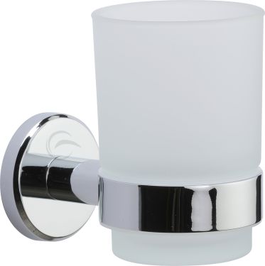 Click Here To Enlarge This Photo Of OXF-TUMBLER-PC M.Marcus 'Oxford' Single Tumbler Holder with Glass Polished Chrome Finish