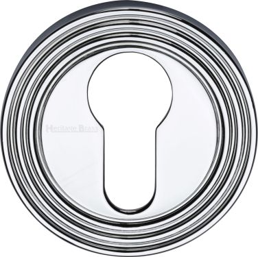 Click Here To Enlarge This Photo Of RR4020-PC Heritage Brass Euro Profile Cylinder Escutcheon Polished Chrome finish