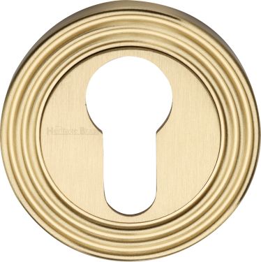 Click Here To Enlarge This Photo Of RR4020-SB Heritage Brass Euro Profile Cylinder Escutcheon Satin Brass finish
