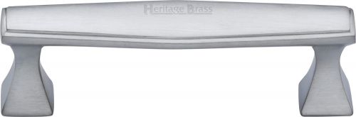 Click Here To Enlarge This Photo Of C0334 96-SC Heritage Brass Cabinet Pull Deco Design 96mm ctc Satin Chrome Finish