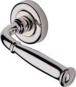 V1938-PNF Heritage Brass Door Handle Lever Latch on Round Rose Lincoln Design Polished Nickel finish