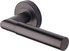 V2270-MB Heritage Brass Door Handle Lever Latch on Round Rose Bauhaus Mitre Design Matt Bronze finish