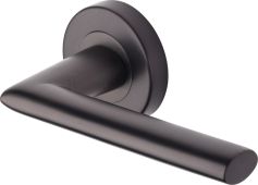 V2355-MB Heritage Brass Door Handle Lever Latch on Round Rose Admiralty Design Matt Bronze finish