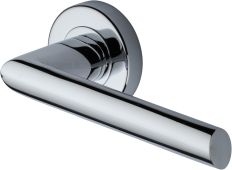 V3262-PC Heritage Brass Door Handle Lever Latch on Round Rose Mercury Design Polished Chrome finish