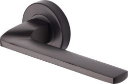 V3790-MB Heritage Brass Door Handle Lever Latch on Round Rose Metro Angled Design Matt Bronze finish
