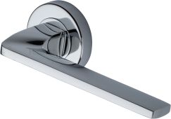 V3790-PC Heritage Brass Door Handle Lever Latch on Round Rose Metro Angled Design Polished Chrome finish