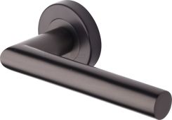 V3840-MB Heritage Brass Door Handle Lever Latch on Round Rose Athena Design Matt Bronze finish