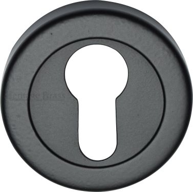 Click Here To Enlarge This Photo Of V4020-BKMT Heritage Brass Euro Profile Cylinder Escutcheon Matt Black finish