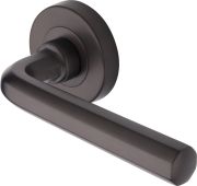 V4545-MB Heritage Brass Door Handle Lever Latch on Round Rose Octave Design Matt Bronze finish